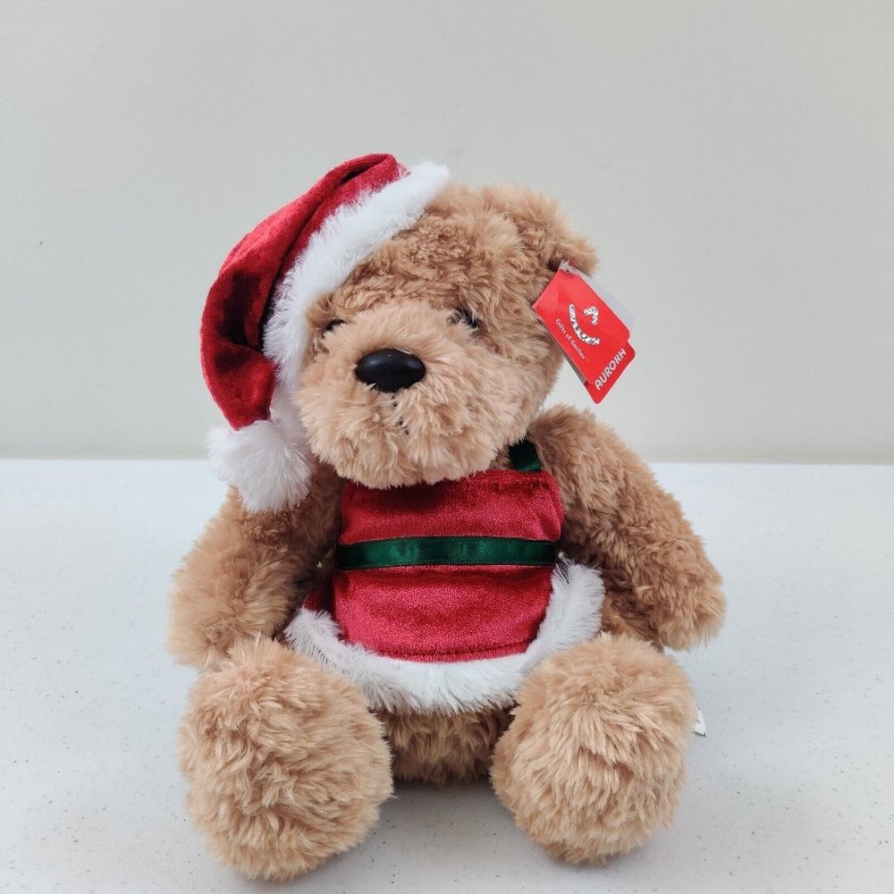 Aurora Winter Wina Mrs Claus Teddy Bear Santa Hat Christmas Apron Stuffed Animal